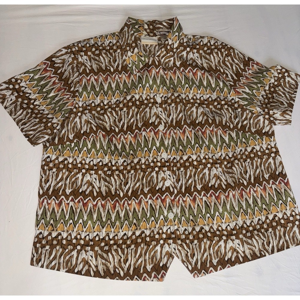 Alfred Dunner Women's Size 20 Colorful Short Sleeve Button Down Blouse Shirt